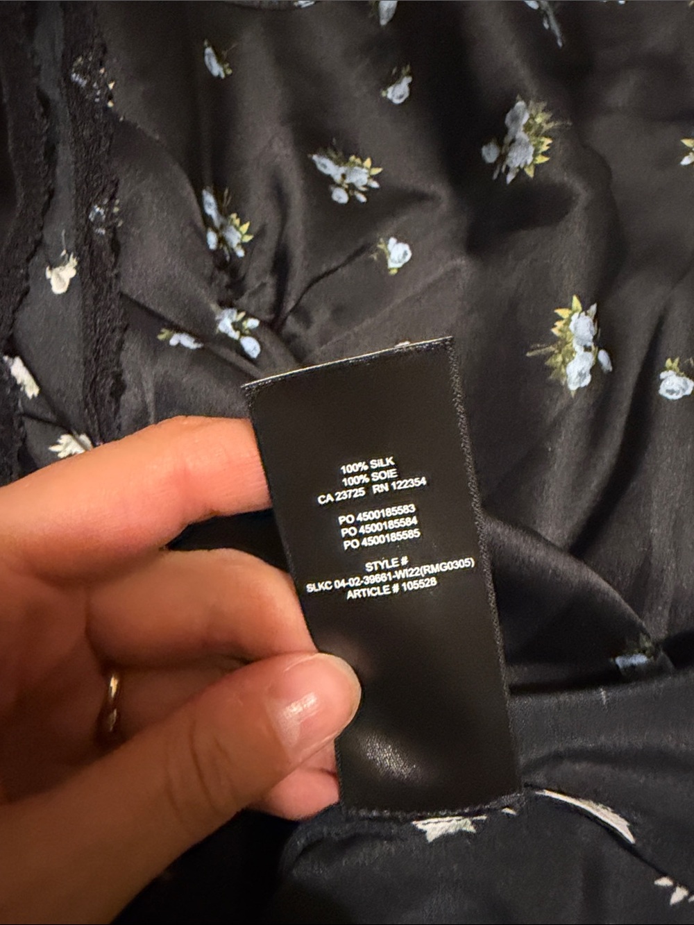 Wilfred Black Floral V-Neck Lace-Trim Silk Blouse - Picture 3 of 3